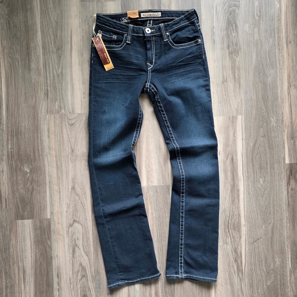 Big Star Maddie Bootcut‎ Jeans Dark Wash Mid Rise Embroidered Sequin 29R New